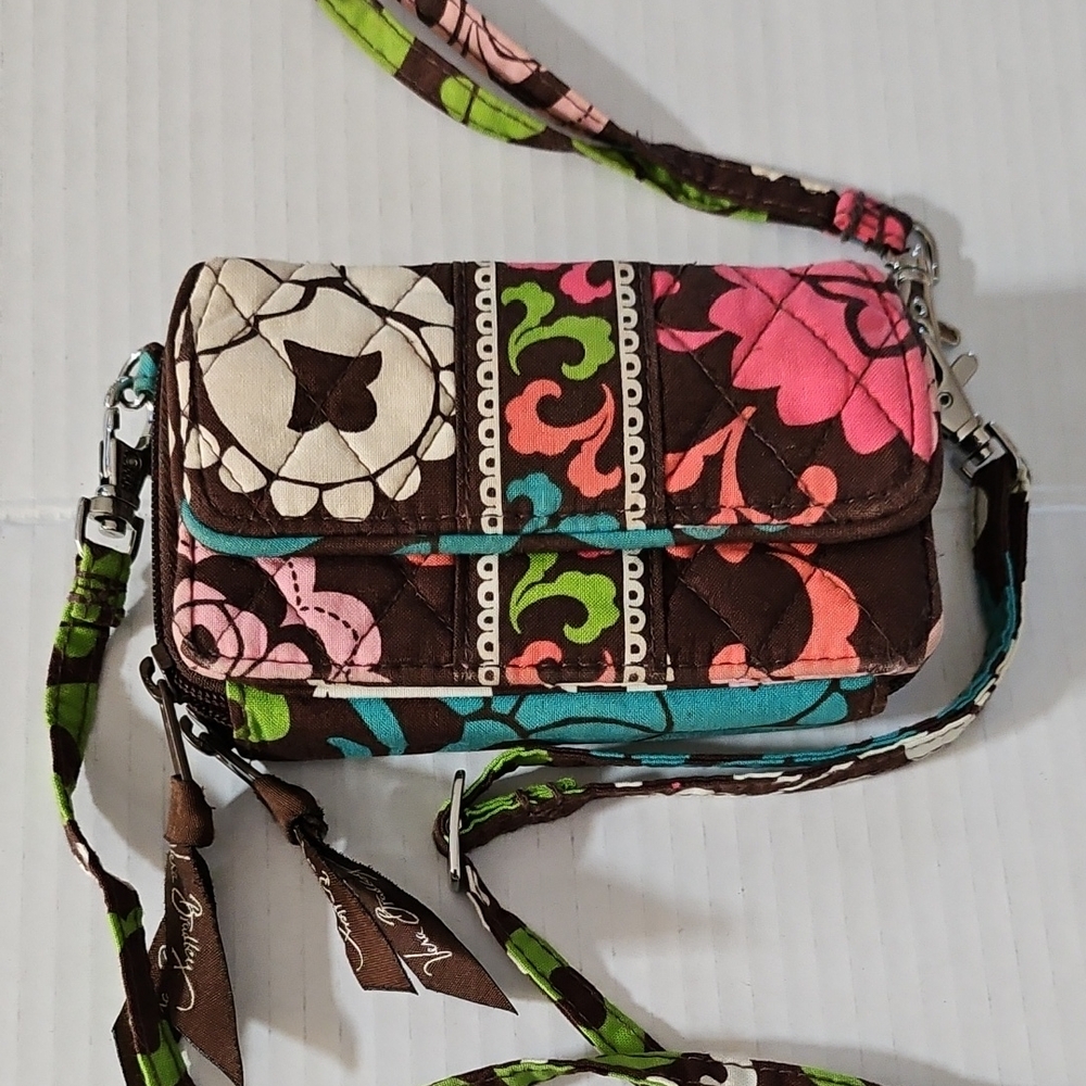 Vera Bradley Floral Wallet/ Wristlet Included Crossbody Strap.